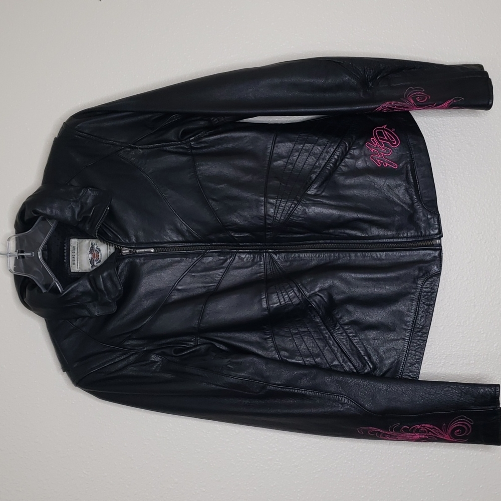 Harley Davidson Leather Embroidered  Jacket Small